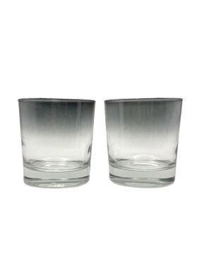 Vintage Ombre Silver Fade Rocks Glasses. Set of Two